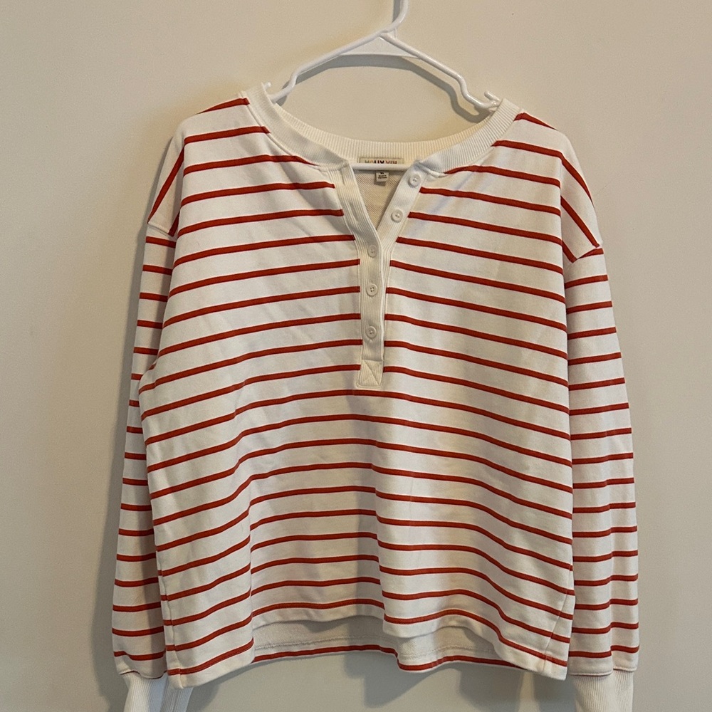 Striped XL Sweatshirt in White & Red